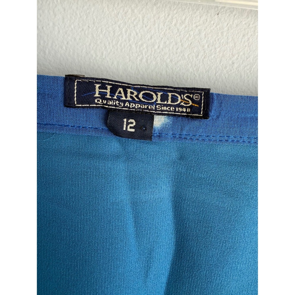 VINTAGE‎ HAROLDS Blue Tropical Floral Made in the USA 90's Ladies Wrap Skirt, 12 - Picture 3 of 6